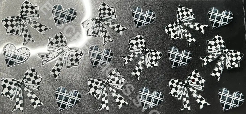 #147 CHECKERED BOW/HEARTS
