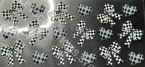 #147 CHECKERED BOW/HEARTS
